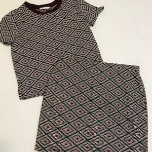 Zara Patterned Co-ord MiniSkirt & Short-Sleeve Top